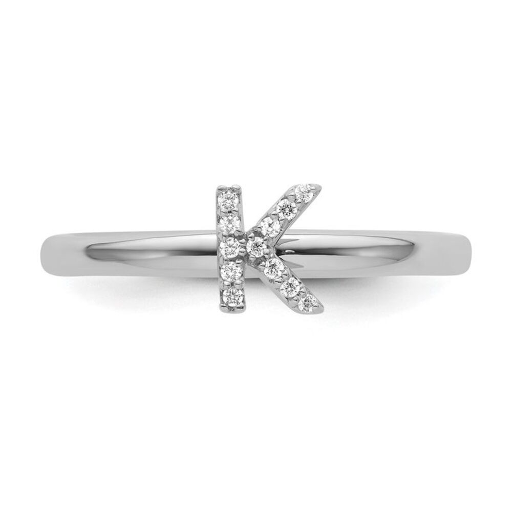 Kazi Luxury 14k White Gold Stackable Diamond Init… - image 4